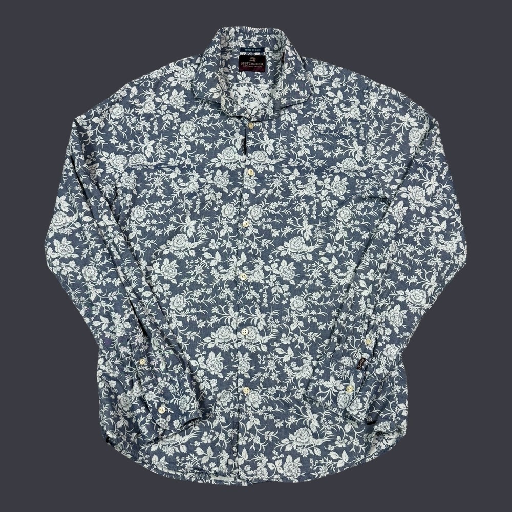 Scotch & Soda Retro De Luxe Floral Cotton Button Up‎ Shirt Men's Large